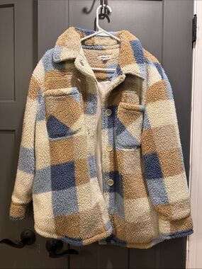O'Neill Cream, Tan & Light Blue Sherpa Jacket